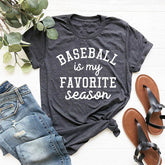 Baseball Is My Favorite Season Letter Print T-shirt