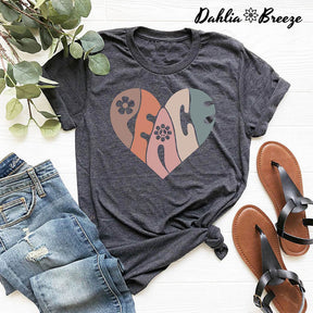 T-shirt coeur de paix vintage