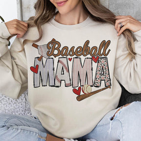 Retro Baseball Mama Print Sweatshirt