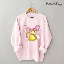 Coquette Pink Bow Softball Mama Sweatshirt