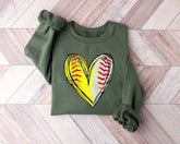 Softball Distressed Heart Sweatshirt