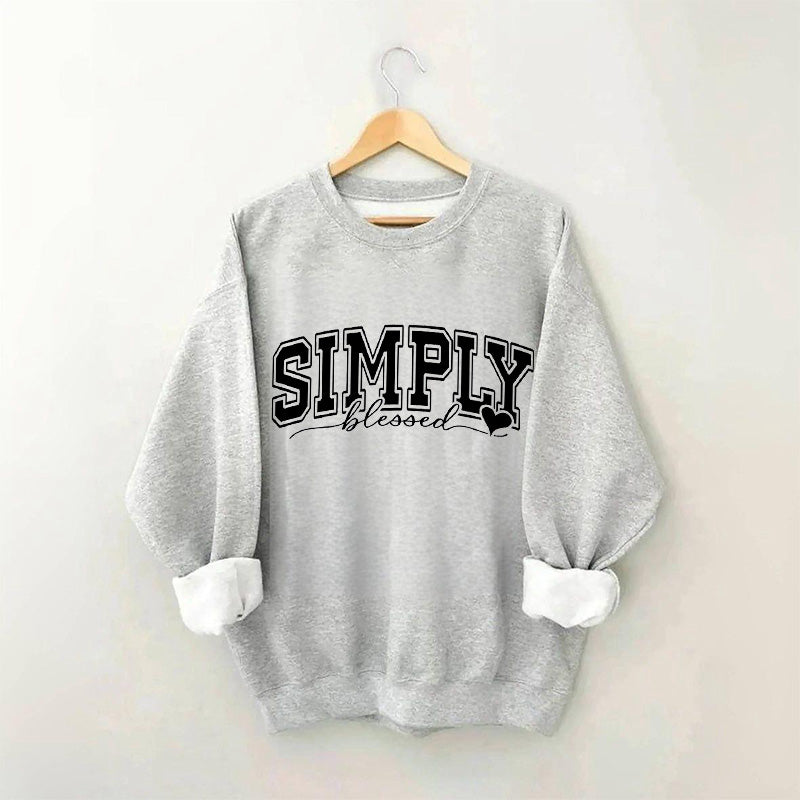 Simply Blessed Letter Print Sweatshirt