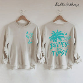 Tanned and Tipsy Retro Summer Sweatshirt