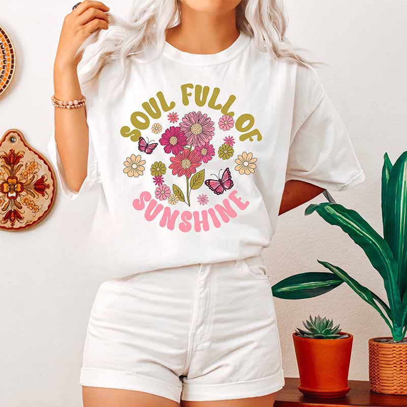 T-shirt à fleurs mignonnes Soul Full of Sunshine