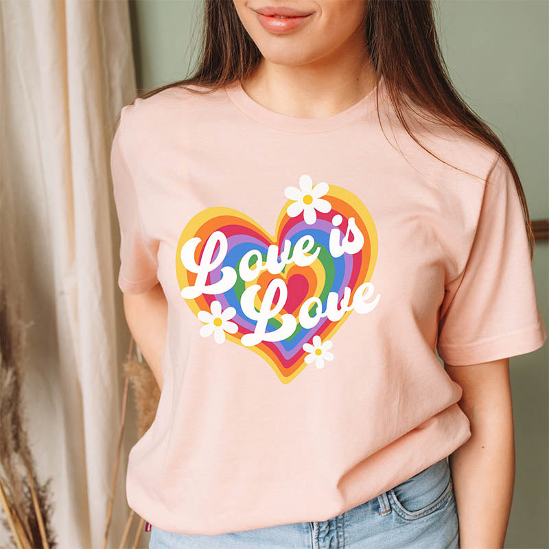 Vintage Rainbow Heart Love Is Love T-shirt