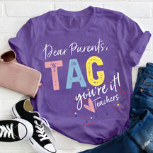 T-shirt Étiquette Chers Parents