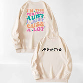 Funny Auntie Letter Graphic Sweatshirt