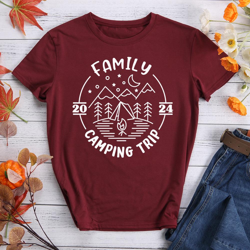 Family camping Trip Round Neck T-shirt