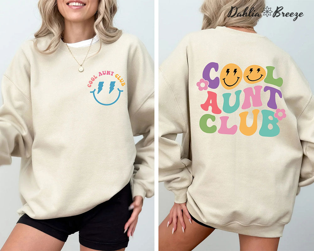 Cool Aunt Club Sweat-shirt imprimé devant et dos