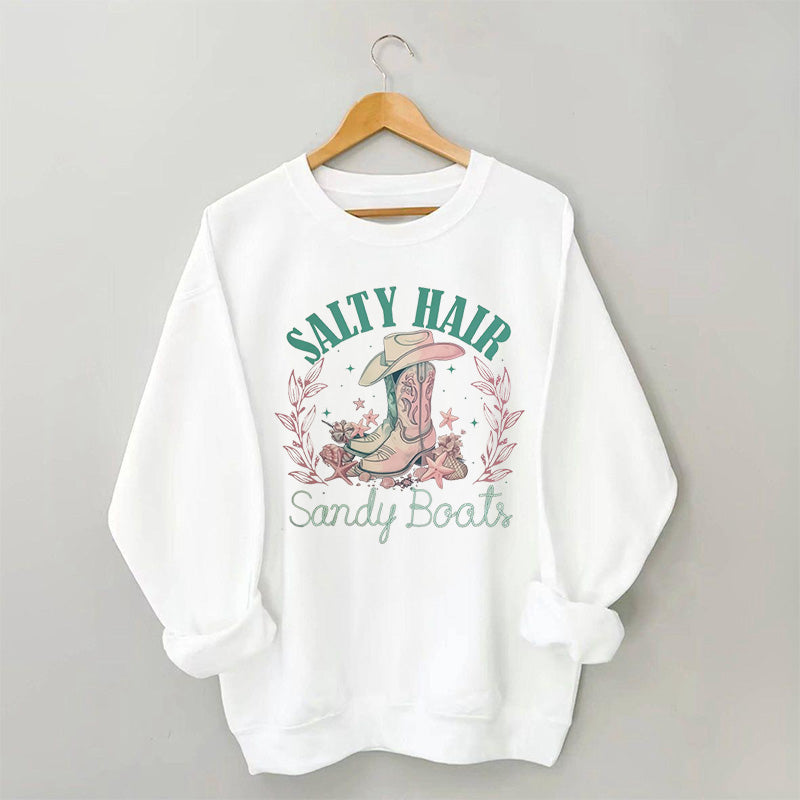Salt Hair Sandy Boots Cowgirl Sweatshirt