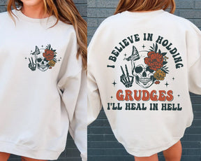 I Believe in Holding Funny Floral Skull Sweatshirt