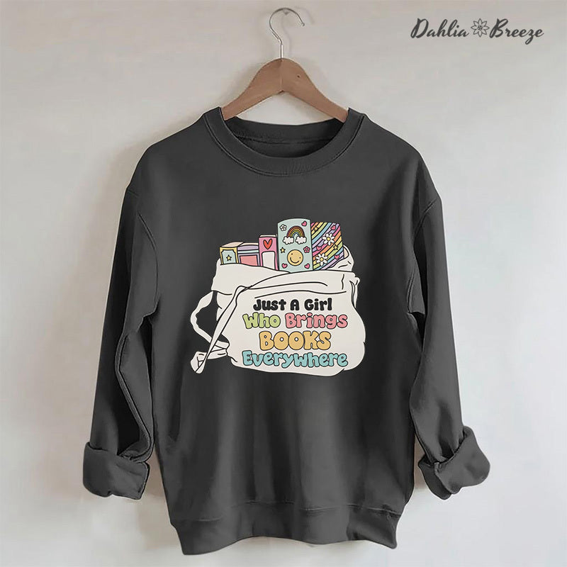 Sweat-shirt Juste une fille qui apporte des livres partout