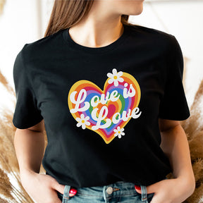 Vintage Rainbow Heart Love Is Love T-shirt