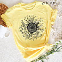 Sunflower Print Trendy T-shirt