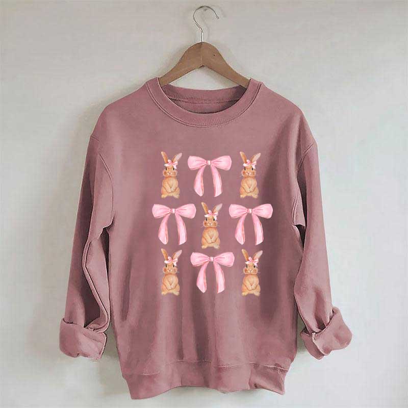 Sweat-shirt Joyeuses Pâques avec nœud en forme de lapin