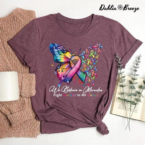 Cancer Warrior Butterfly Print T-shirt