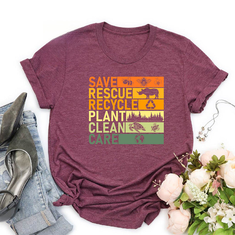 T-shirt Recyclage environnemental Sauvez la planète