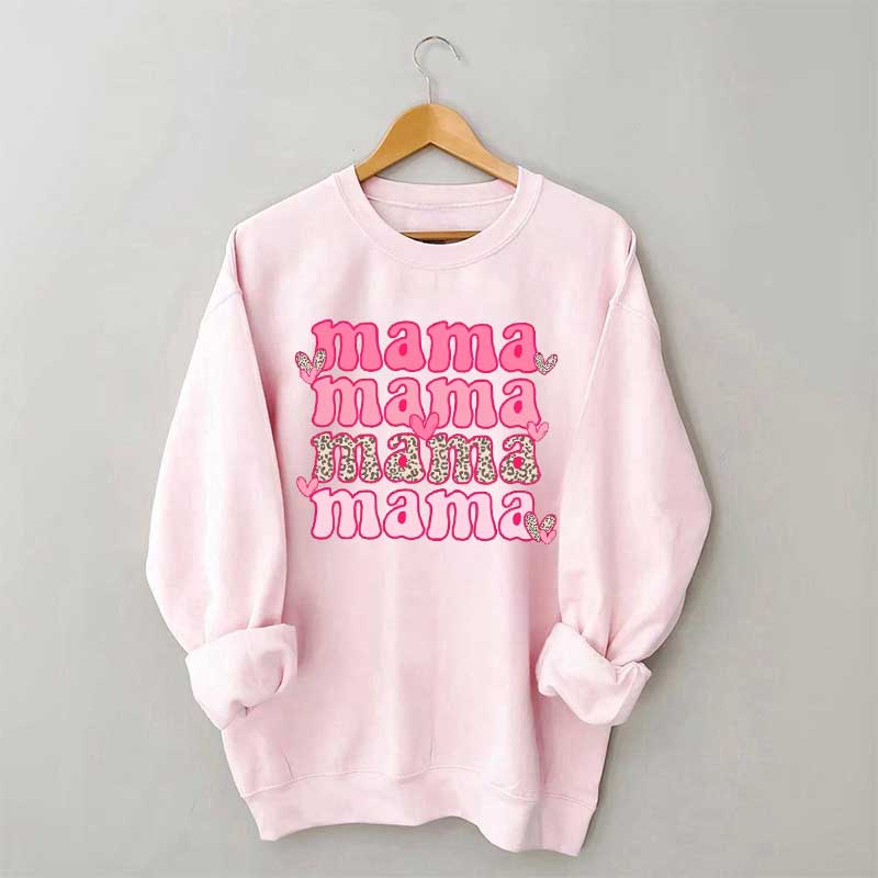 Cute Heart Mama Print Sweatshirt