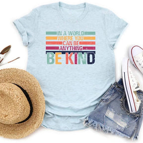 Be Kind Letter Striped Print T-shirt