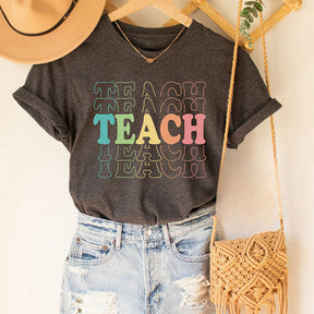 Retro Teach Letter Print T-shirt