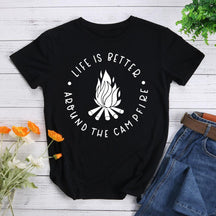 Life is better Round Neck T-shirt