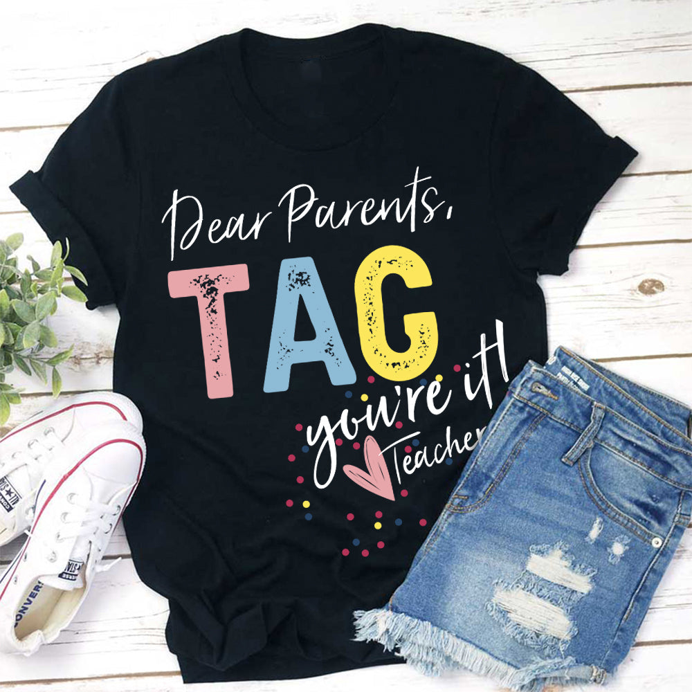 T-shirt Étiquette Chers Parents