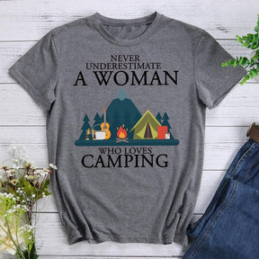 Never Underestimate a Woman Who Loves Camping T-shirt