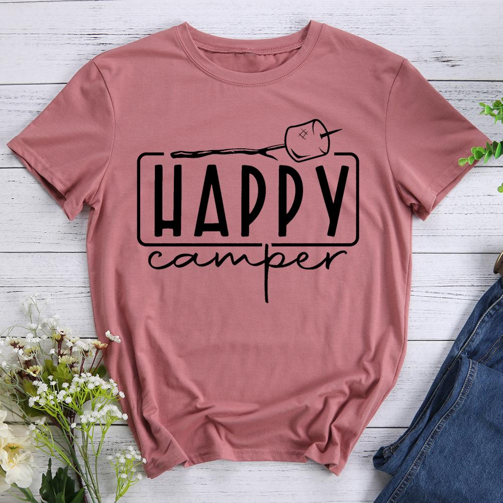 Happy Camper Round Neck T-shirt