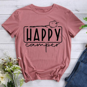 Happy Camper Round Neck T-shirt