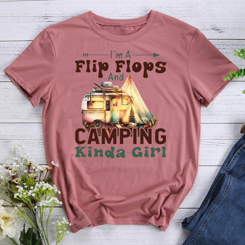 Camping Kinda Girl Round Neck T-shirt