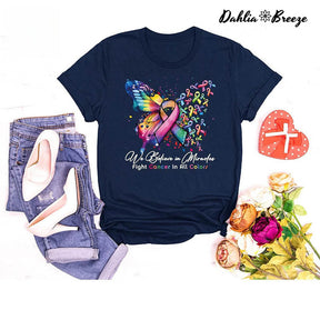 Cancer Warrior Butterfly Print T-shirt