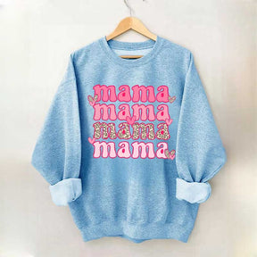 Cute Heart Mama Print Sweatshirt