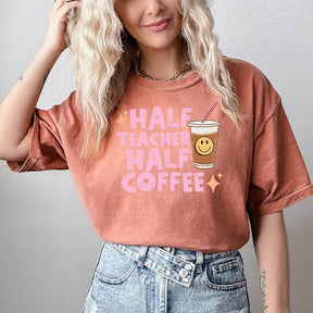 Retro Half Teacher Half Coffee T-shirt