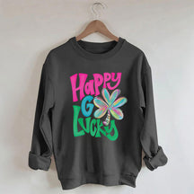 Kleeblatt-Sweatshirt „Happy Go Lucky“.
