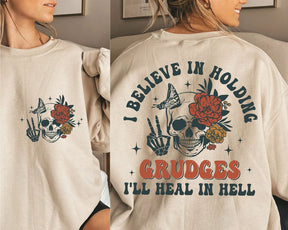 I Believe in Holding Funny Floral Skull Sweatshirt