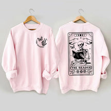 The Reader Tarot Card Skeleton Reading Sweatshirt