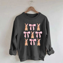 Sweat-shirt Joyeuses Pâques avec nœud en forme de lapin