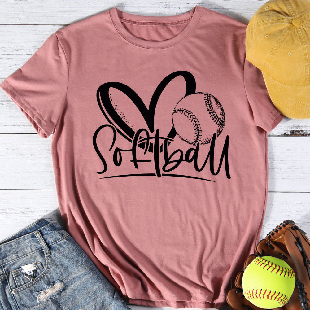 Softball Heart Print T-shirt