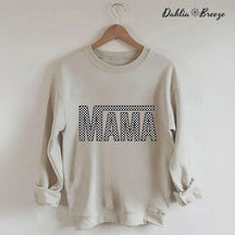 Sweat-shirt rétro Mama à carreaux