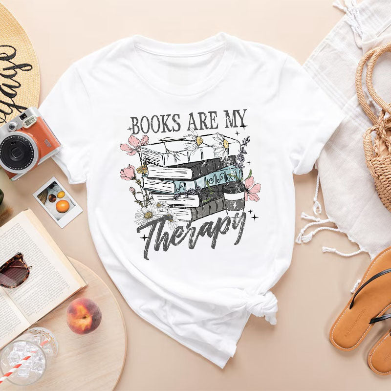 Book Are My Therapy Book Lover T-shirt