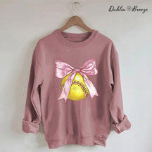 Coquette Pink Bow Softball Mama Sweatshirt