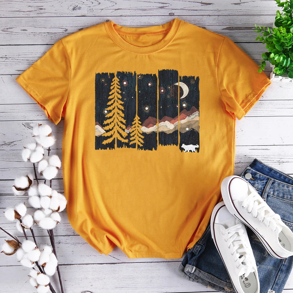 Starry Night In Mountains Hiking T-shirt