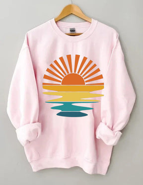 Retro Sunset Rays Wavy Sweatshirt