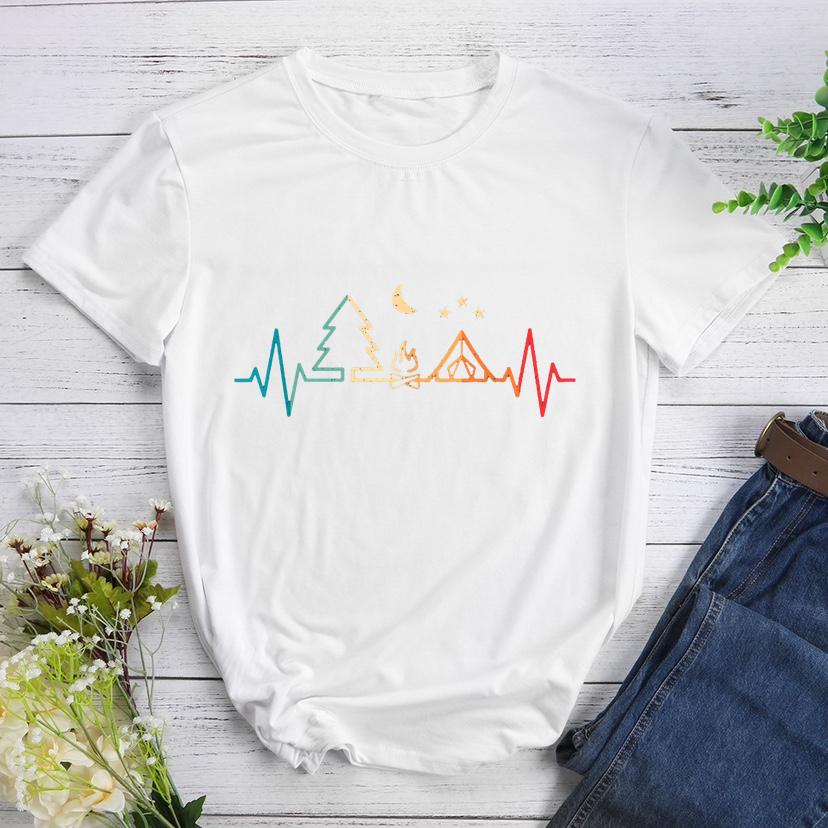 Heartbeat Camping Round Neck T-shirt