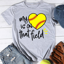 Mon cœur est sur ce T-shirt de softball de terrain