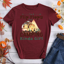 Camping Kinda Girl Round Neck T-shirt