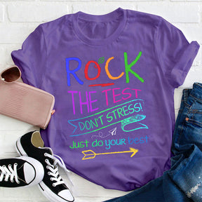 T-shirt drôle de professeur de test Rock The Test