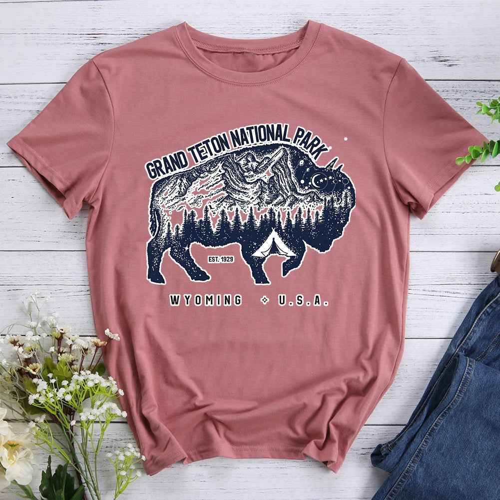 Grand Teton National Park Bison Hiking T-shirt