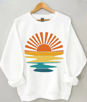 Retro Sunset Rays Wavy Sweatshirt