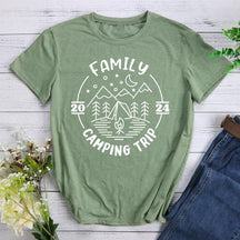 Family camping Trip Round Neck T-shirt